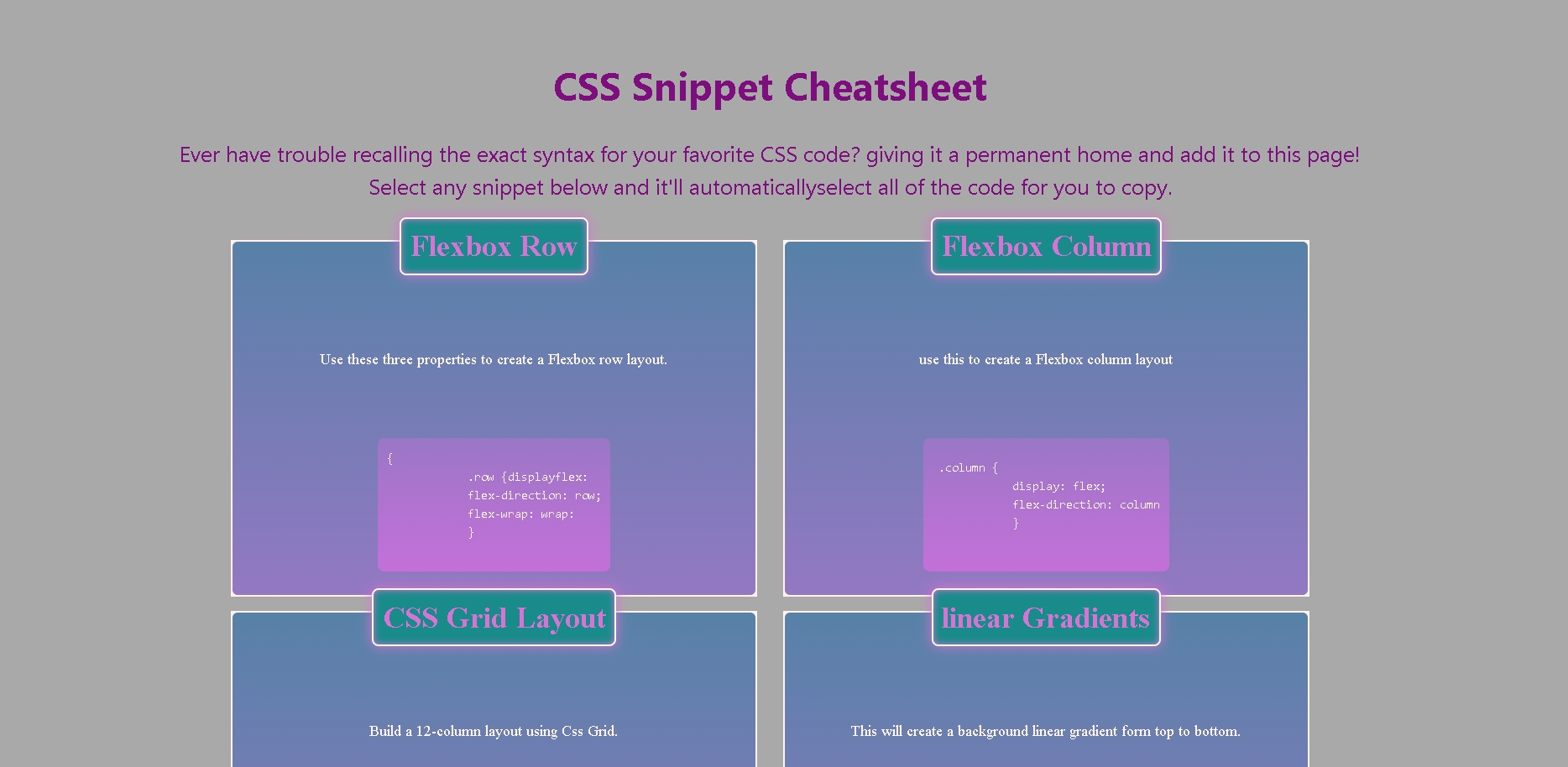 CSS-Snippets